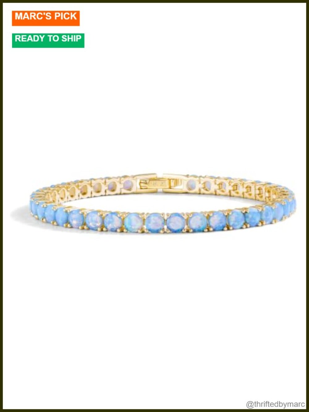 14K Gold Filled Opal Tennis Bracelet for Women Bezel Set 4MM